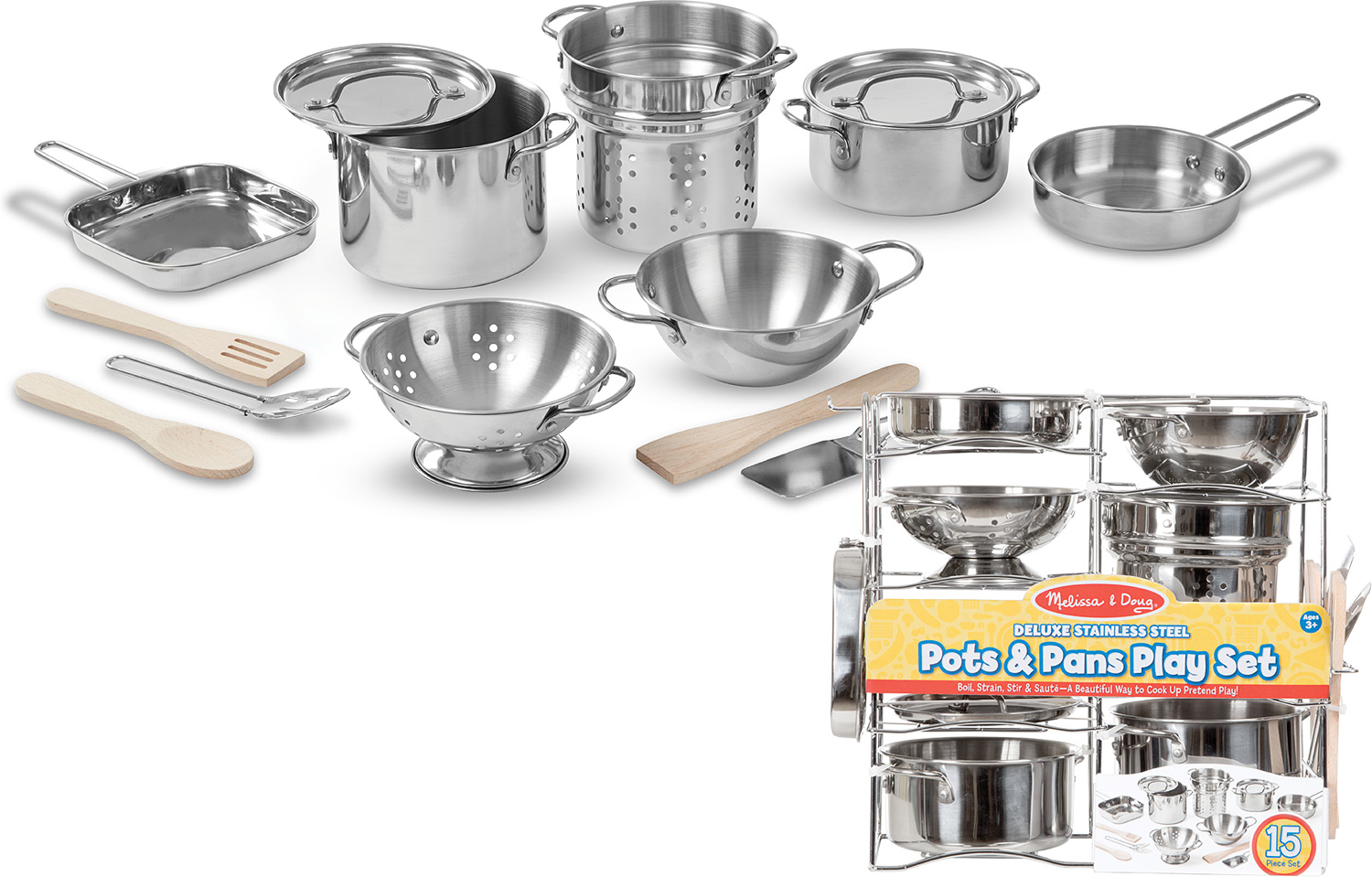 Melissa and doug stainless on sale steel pots and pans